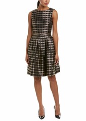 Tahari by Arthur S. Levine Women's Sleeveless Checkered Pattern with Beads On Waist and Neck