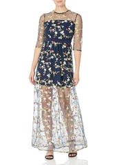 Tahari by Arthur S. Levine Women's Sleevless Embroiderd Tie Gown