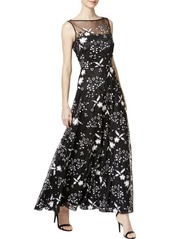 Tahari by Arthur S. Levine Women's Sleevless Illusion Long Lace Gown