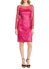Tahari Embroidered Sequin Long Sleeve Cocktail Dress
