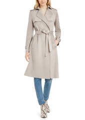Tahari Faux-Suede Belted Trench Coat