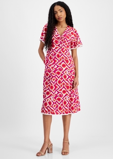 Tahari Petite Printed Midi Dress - Wild Berry