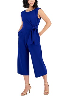 Tahari Petite Round-Neck Sleeveless Side-Tie Jumpsuit - Cobalt