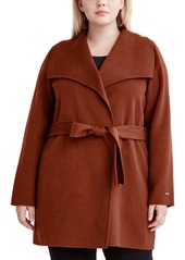 Tahari Plus Size Ella Double Face Wrap Coat, Created for Macy's