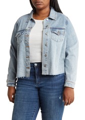 Tahari Raw Hem Denim Jacket in Light Wash at Nordstrom Rack