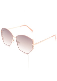 TAHARI TH808 Metal 100% UV Protective Women's Geometric Sunglasses. Elegant Gifts for Her 60 mm Hexagonal