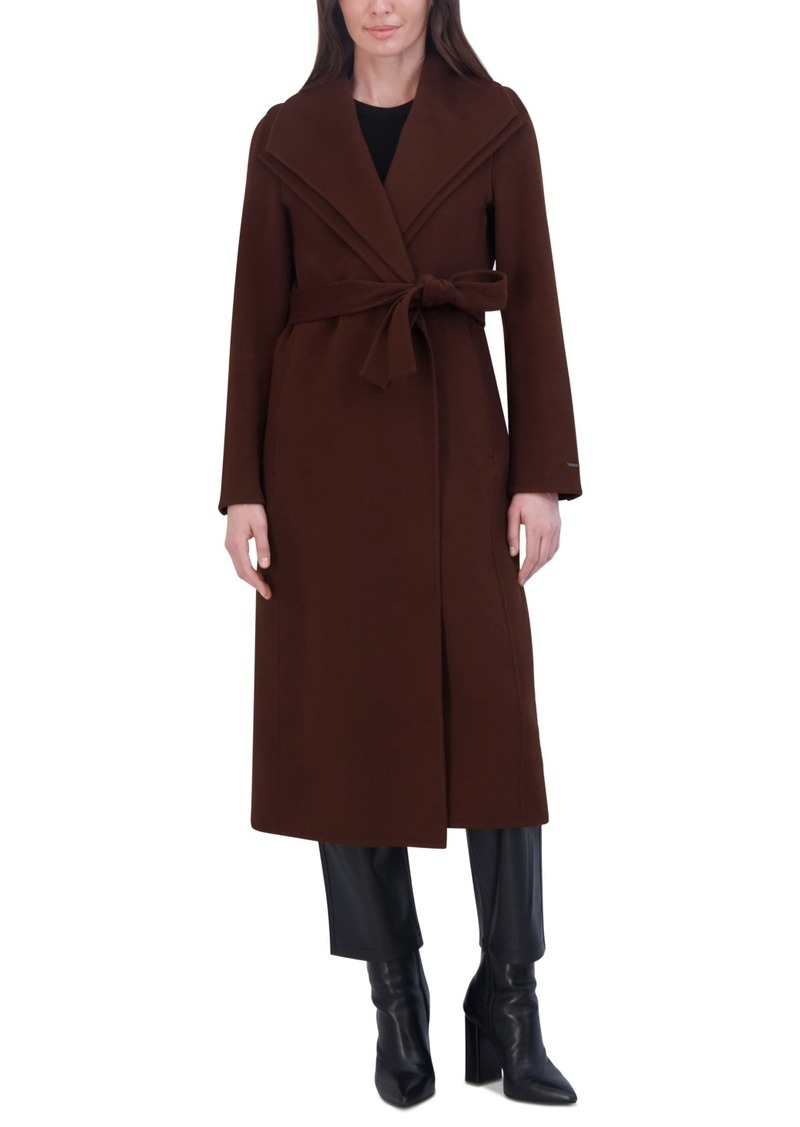 Tahari Women's Belted Wing-Collar Wrap Coat - Cinnamon