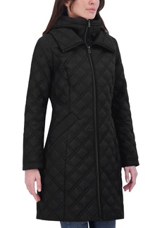 Tahari Women's Bibbed Hooded Quilted Coat - Noir