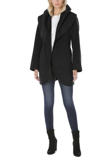 T Tahari Women's Double Face Wool Blend Wrap Coat With Oversized Collar Jacket   US