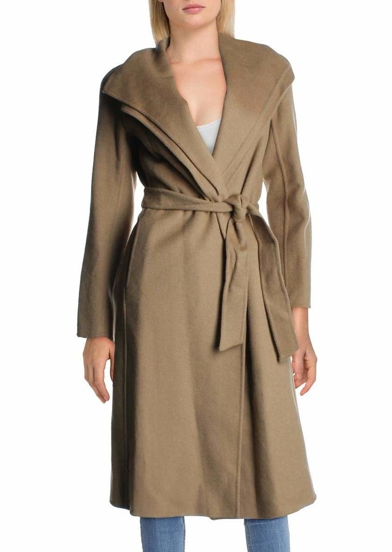 TAHARI Womens Elliott Wool Blend Dressy Double Face Coat Tan S