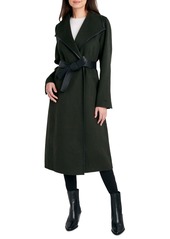 Tahari Womens Wool Blend Belted Wrap Coat - Black