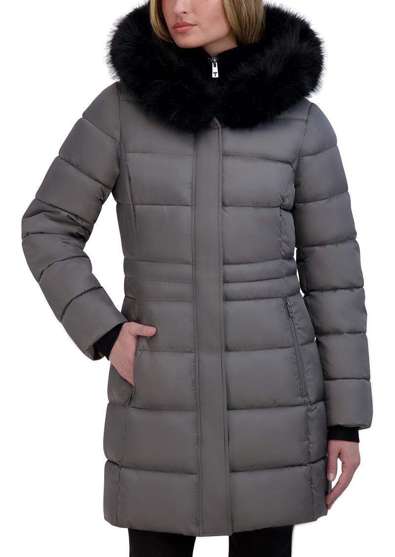 Tahari Women's Fitted Puffer Coat with Oversized Hood