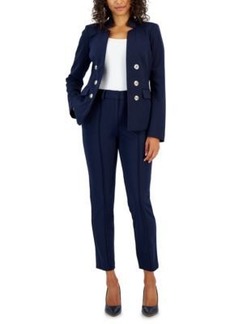 Tahari Womens Ponte Faux Double Breasted Blazer Mid Rise Front Seam Pants
