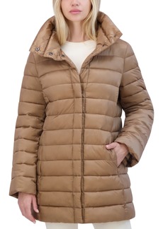 Tahari Women's Shine Collared Packable Puffer Coat - Caramel