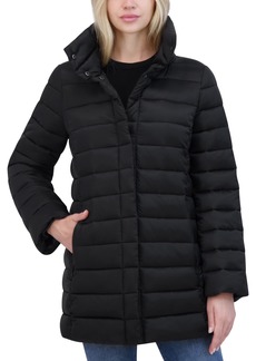 Tahari Women's Shine Collared Packable Puffer Coat - Noir