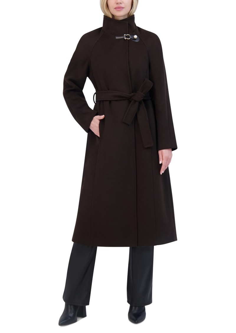 Tahari Women's Wing-Collar Embellished Toggle Coat - Chocolate