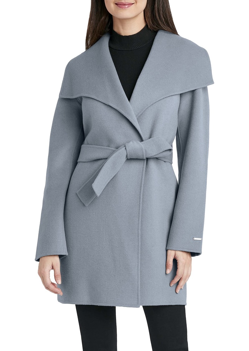 Tahari Women's Wool Wrap Coat with Tie Belt