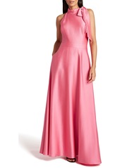 Tahari Hammered Satin A-Line Gown in Azalea Pink at Nordstrom