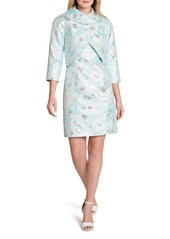 Tahari Metallic Floral Jacquard Sheath Dress & Jacket in White/silver/turquoise Floral at Nordstrom