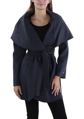 Tahari Womens Wool Blend Belted Wrap Coat