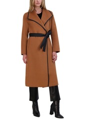 Tahari Womens Wool Blend Maxi Wrap Coat