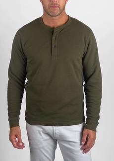 Tailor Vintage Airotec Waffle Henley With Sherpa Lining In Green