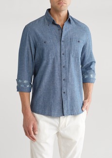 Tailor Vintage Indigo Cotton & Linen Button-Up Shirt in Dark Wash at Nordstrom Rack