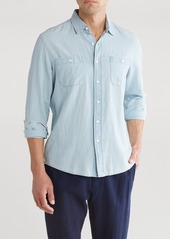 Tailor Vintage Indigo Cotton & Linen Button-Up Shirt in Dark Wash at Nordstrom Rack