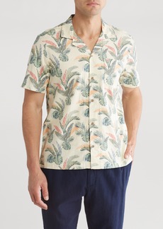 Tailor Vintage PUREtec cool™ Cabana Print Short Sleeve Linen & Cotton Button-Up Shirt in Island Foliage at Nordstrom Rack
