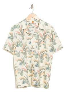 Tailor Vintage PUREtec cool™ Cabana Print Short Sleeve Linen & Cotton Button-Up Shirt in Island Foliage at Nordstrom Rack
