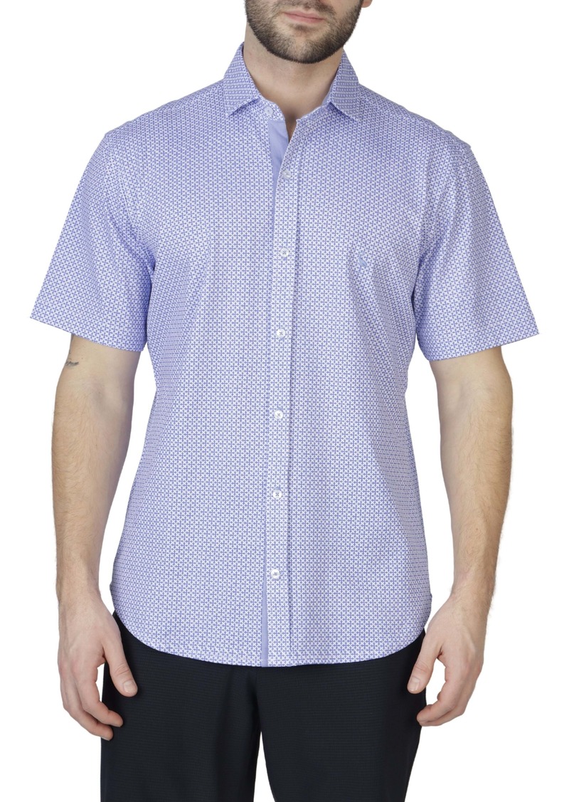 TailorByrd Light Purple Mini Geo Knit Short Sleeve Getaway Shirt