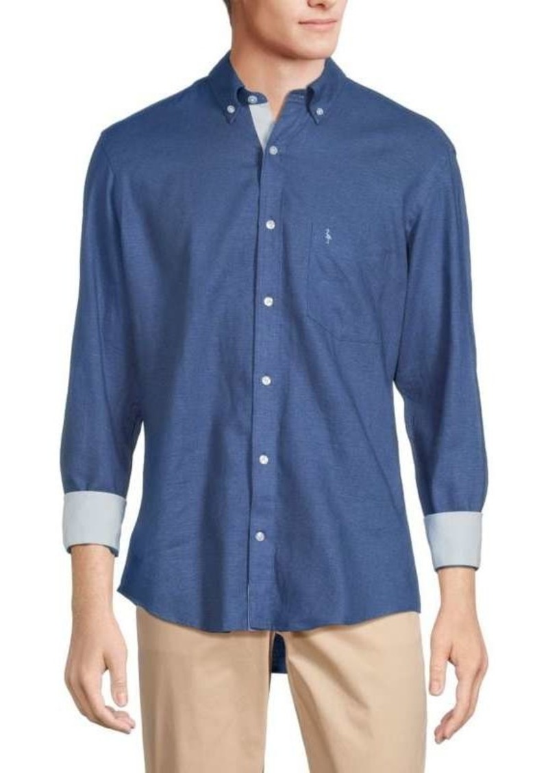 TailorByrd Linen Blend Contrast Sport Shirt