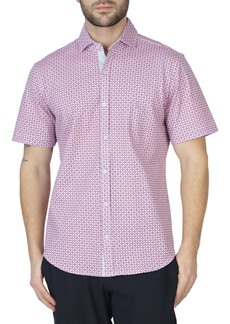TailorByrd Pink Retro Geo Knit Short Sleeve Getaway Shirt