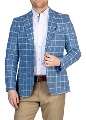 TailorByrd Blue Windowpane Notch Lapel Linen Blend Sport Coat in French Blue at Nordstrom Rack