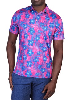 TailorByrd Hibiscus Leaves Performance Polo in Hot Pink at Nordstrom Rack