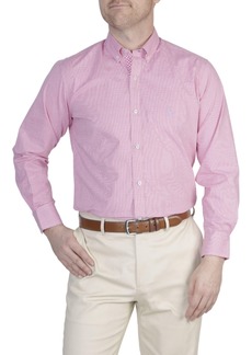 Tailorbyrd Men's Mini Gingham Cotton Stretch Long Sleeve Shirt - Pink