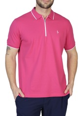 Tailorbyrd Men's Pique Zipper Polo Shirt with Tipping - Flamingo pink