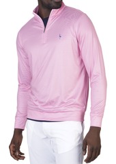 TailorByrd Mini Stripe Performance Quarter Zip Pullover in Rose Pink at Nordstrom Rack