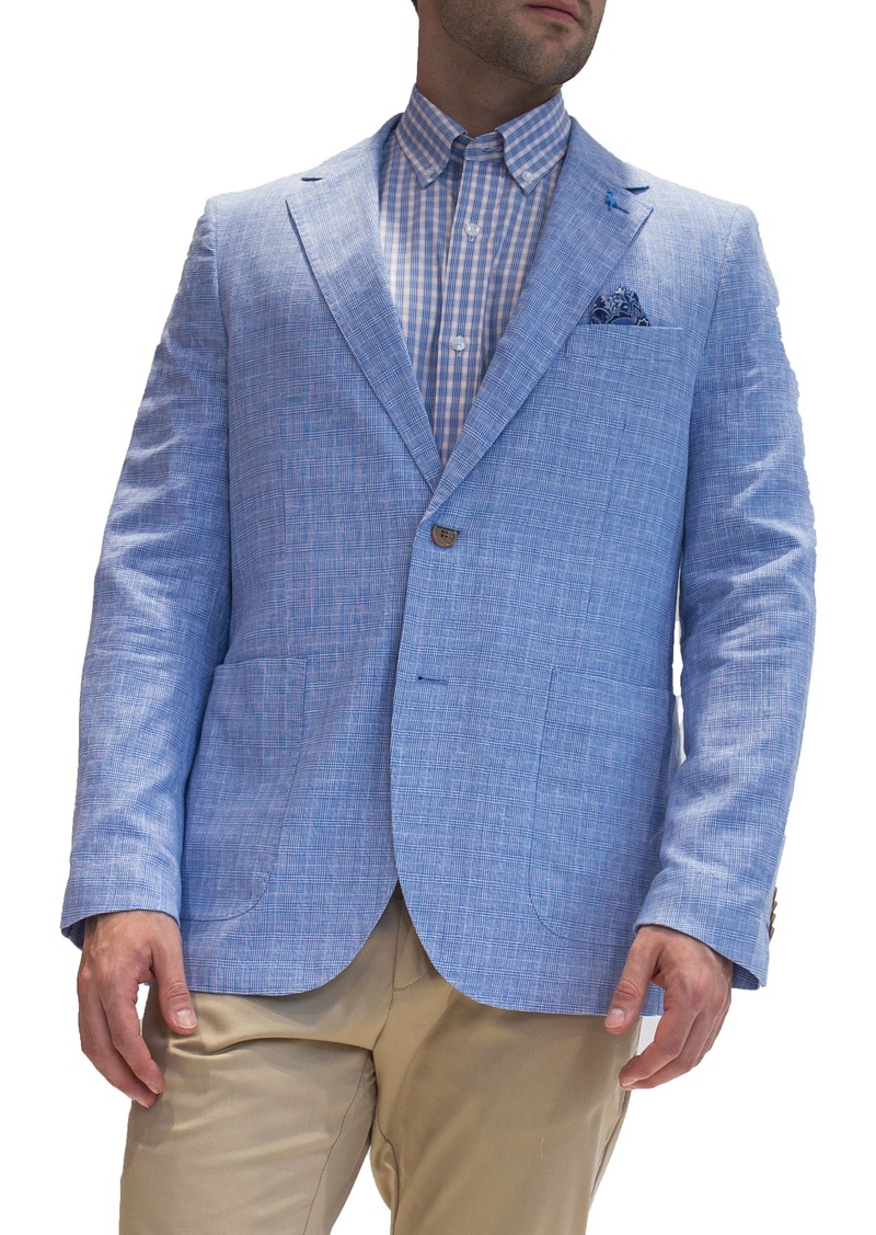 TailorByrd Micro Plaid Linen Blend Sportcoat in Blue at Nordstrom Rack