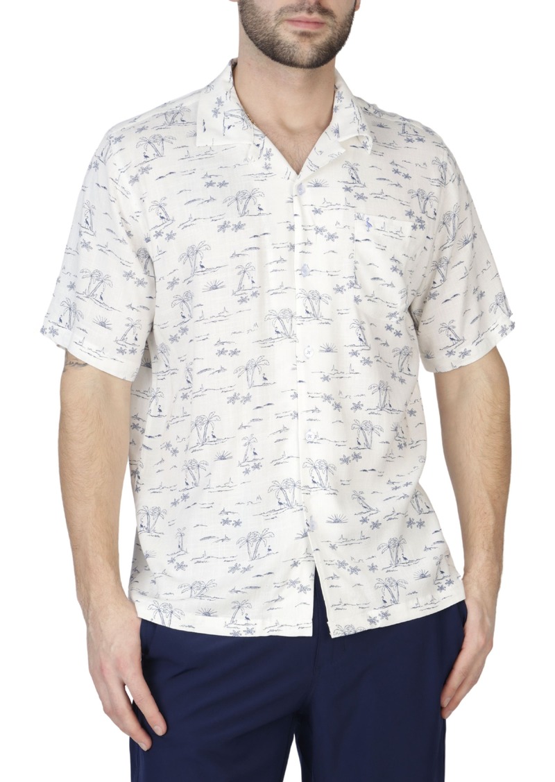 TailorByrd Palm Tree Camp Shirt in White Dove at Nordstrom Rack