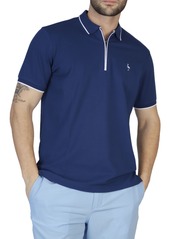 TailorByrd Micro Tipped Piqué Zip Polo in Navy at Nordstrom Rack