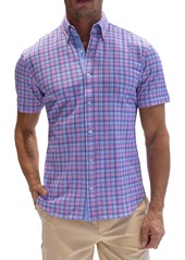 TailorByrd Plaid Short Sleeve Knit Button-Down Shirt in Peri Blue at Nordstrom Rack