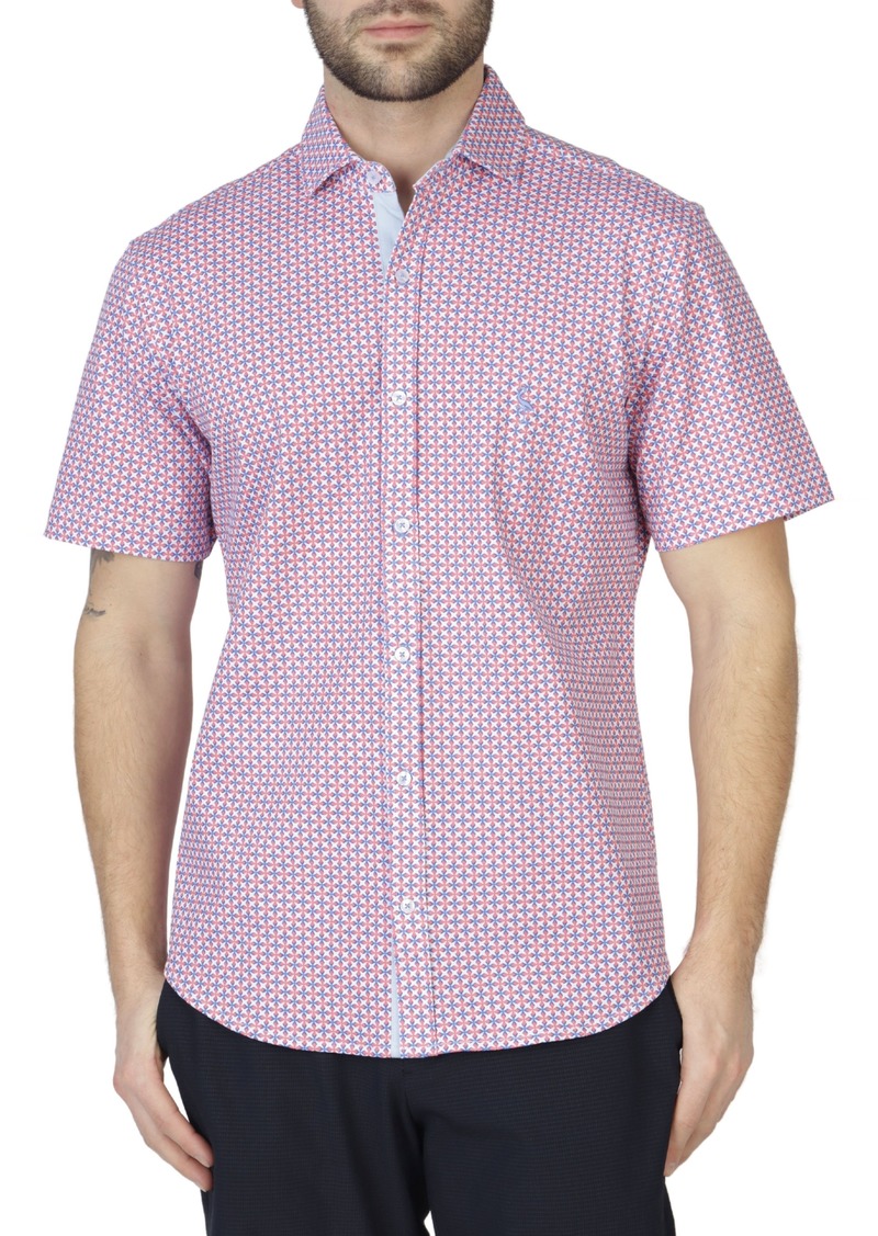 TailorByrd Retro Geo Knit Short Sleeve Shirt in Blush Pink at Nordstrom Rack