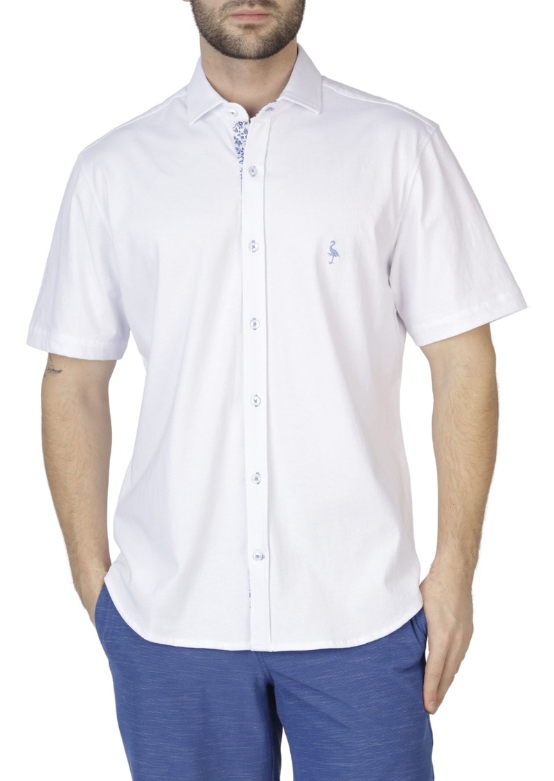 TailorByrd Getaway Solid Knit Short Sleeve Shirt in White Dove at Nordstrom Rack