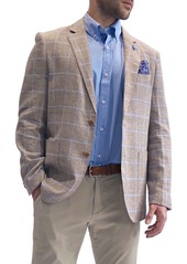 TailorByrd Windowpane Two-Button Linen Blend Sport Coat in Lt. Olive at Nordstrom Rack