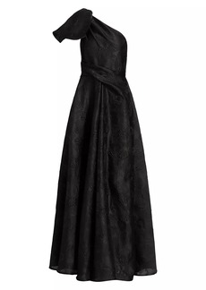 Talbot Runhof Anemone Jacquard One-Shoulder Gown