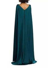 Talbot Runhof Draped Voile Satin Cape Gown