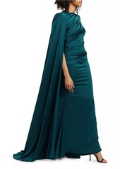 Talbot Runhof Draped Voile Satin Cape Gown