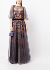 Talbot Runhof floral-embroidered floor-length dress