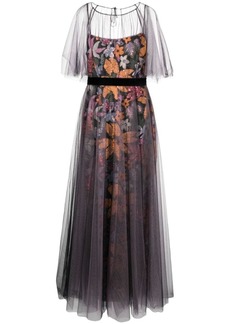 Talbot Runhof floral-embroidered floor-length dress